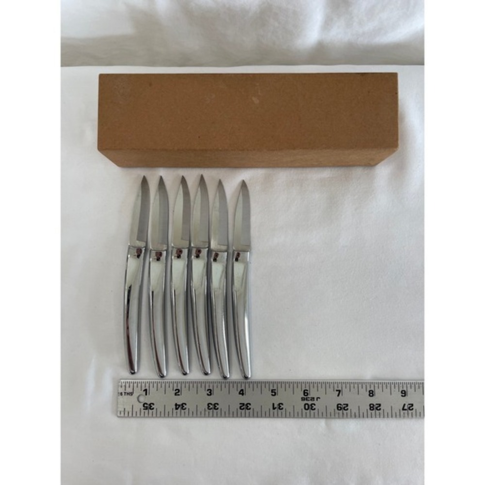 Vintage Carvel Hall Crab Knife Set 6pc Mid Century Modern Chrome with Sharpener